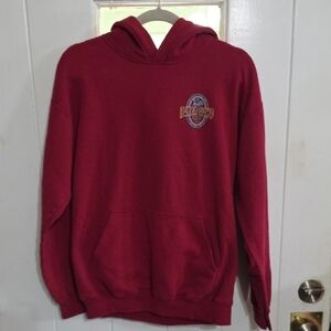 Bubba Gump Shrimp Co. Men's Unisex Hoodie Burgandy Pocket FLAWS‎ Sz M GUC *READ*